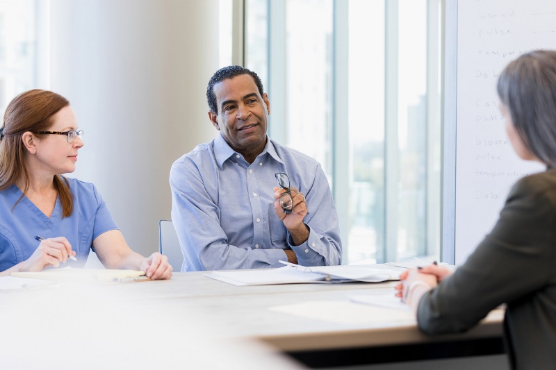 iStock-1386902439 Group of hospital admin in an interview